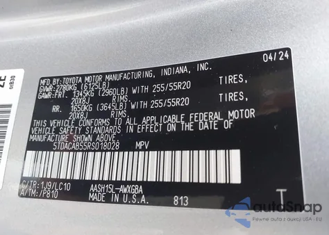 2024 Toyota Grand Highlander Hybrid Limited из США, поврежденный, VIN 5TDACAB55RS018028